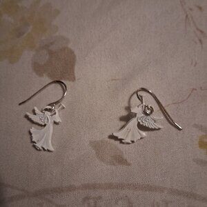 SMALL 1 INCH WHITE ANGEL EARRINGS
